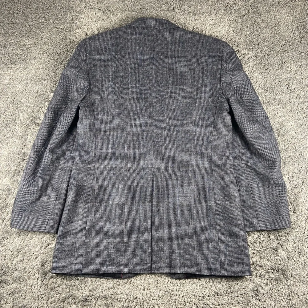 Vintage Haggar Imperial Blazer Men 40L Grey Plaid 2 Button Sport Coat Jacket USA